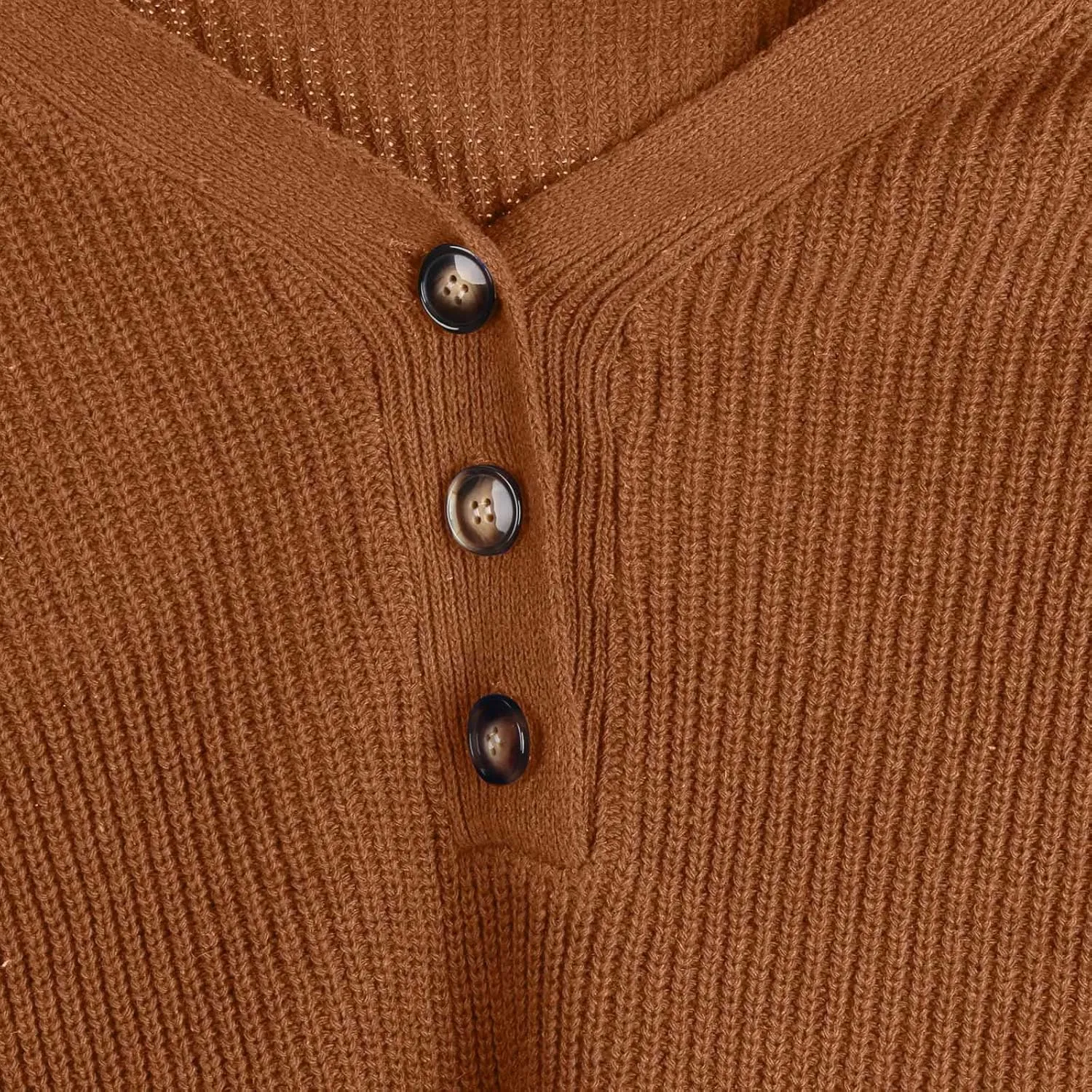 Womens Sweater Long Sleeve V-Neck Button Down Ribbed Knit Pullover Sweaters Solid Casual Relaxed Fit Jumper Tops