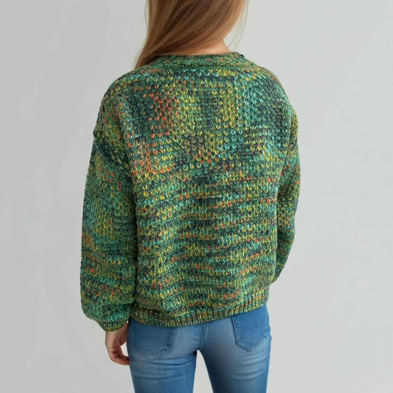 Women's Sweaters Fashion Color Block Mock Neck Long Sleeve Chunky Knitted Jumpers Tops Casual Loose Pullover Sweaters