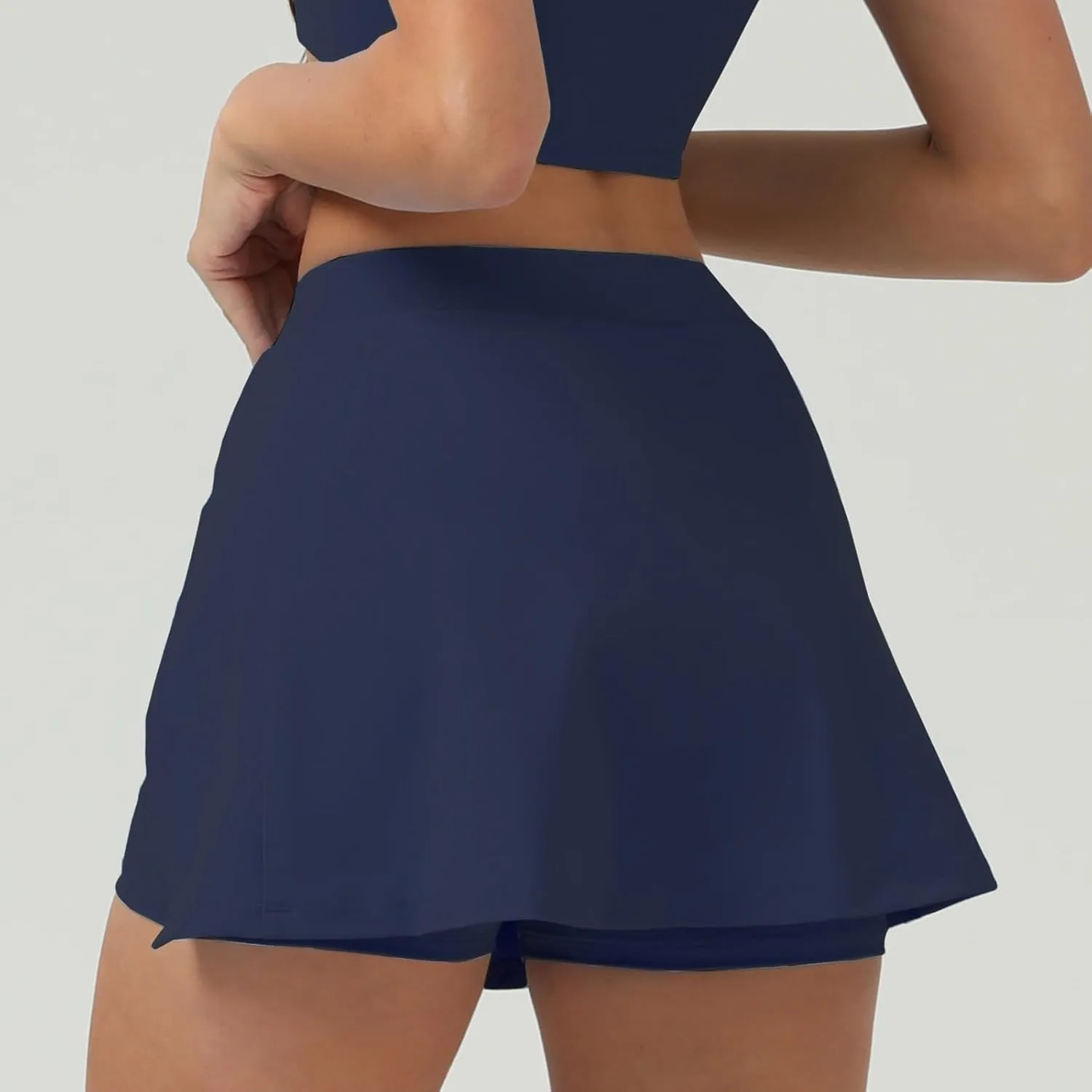 Womens Tennis Skirt with Pockets Shorts Crossover High Waist Athletic Skirts for Golf Running Workout Mini Slit Skorts