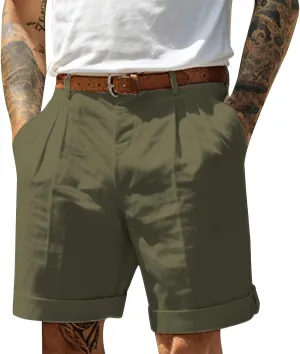 Ymosrh Men's Casual Chino Shorts Pleated Front Short Casual Lightweight Summer Golf Shorts Mens Pants, S-3XL