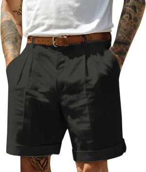 Ymosrh Men's Casual Chino Shorts Pleated Front Short Casual Lightweight Summer Golf Shorts Mens Pants, S-3XL