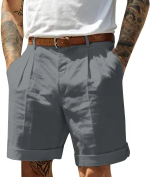 Ymosrh Men's Casual Chino Shorts Pleated Front Short Casual Lightweight Summer Golf Shorts Mens Pants, S-3XL