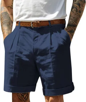Ymosrh Men's Casual Chino Shorts Pleated Front Short Casual Lightweight Summer Golf Shorts Mens Pants, S-3XL