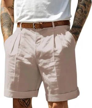Ymosrh Men's Casual Chino Shorts Pleated Front Short Casual Lightweight Summer Golf Shorts Mens Pants, S-3XL