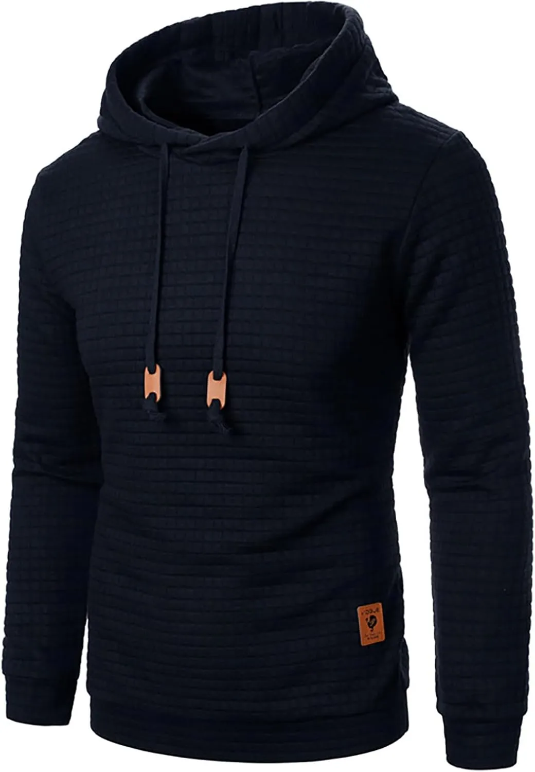 Ymosrh Mens Fashion Hoodie Pullover Sweatshirts Long Sleeve Solid Color Plaid Jacquard Hoodies Casual Drawstring Tops, S-XL