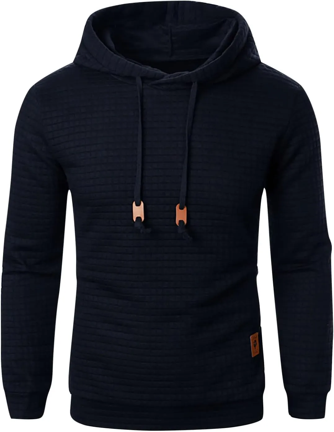 Ymosrh Mens Fashion Hoodie Pullover Sweatshirts Long Sleeve Solid Color Plaid Jacquard Hoodies Casual Drawstring Tops, S-XL