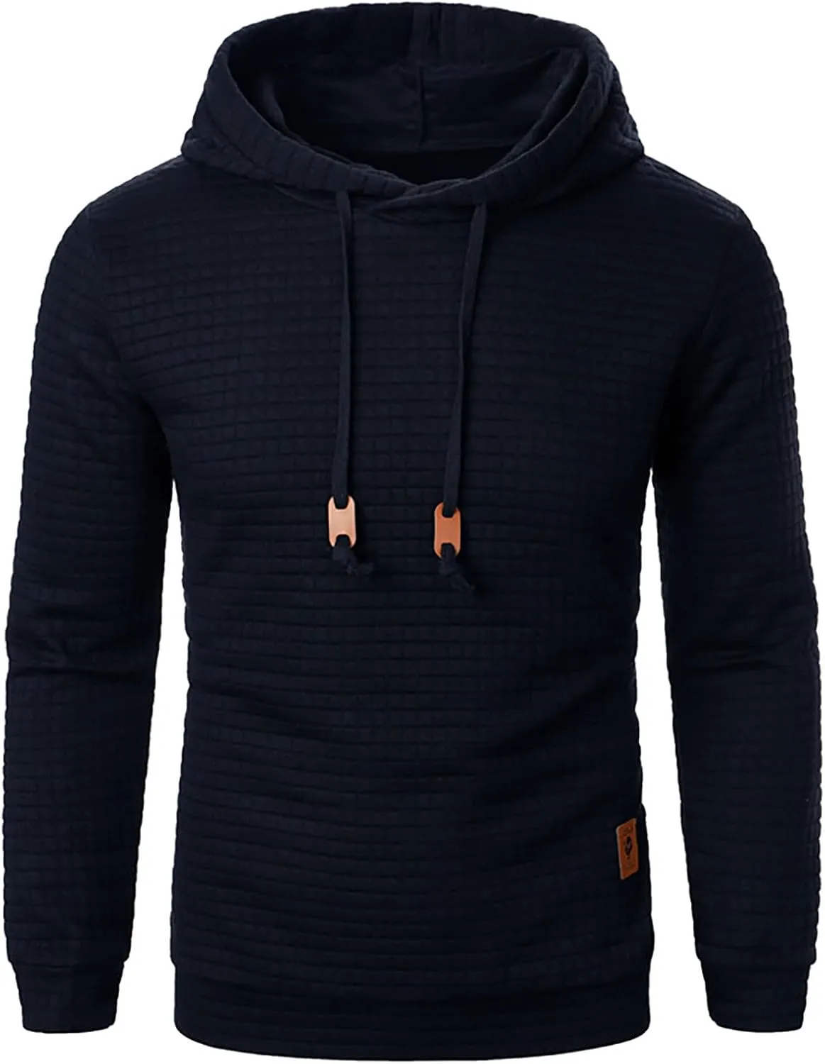 Ymosrh Mens Fashion Hoodie Pullover Sweatshirts Long Sleeve Solid Color Plaid Jacquard Hoodies Casual Drawstring Tops, S-XL