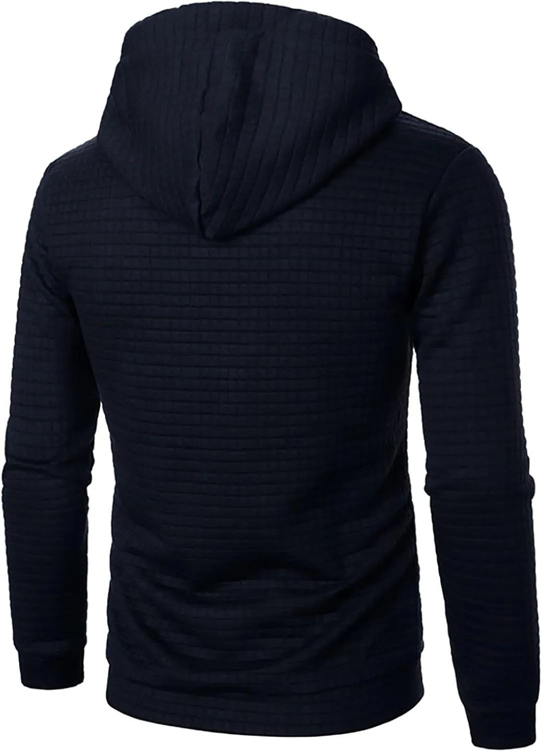 Ymosrh Mens Fashion Hoodie Pullover Sweatshirts Long Sleeve Solid Color Plaid Jacquard Hoodies Casual Drawstring Tops, S-XL