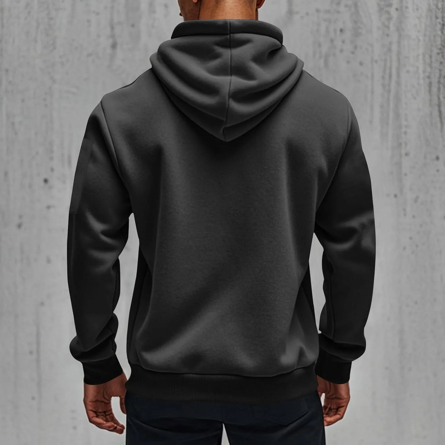 Zip Up Tactical Hoodies for Men Loose Fit Workout Fleece Jacket Big and Tall Cotton Hooded Sweatshirt with Pockets