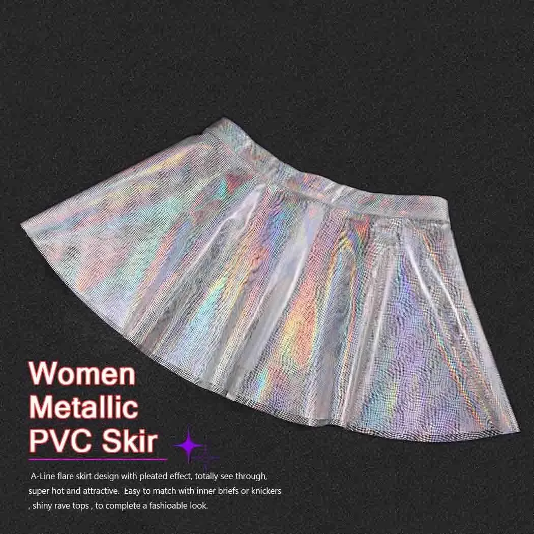 Zoestar Sheer Mini Skirt Clear Pleated Skirts for Women