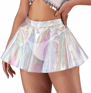 Zoestar Sheer Mini Skirt Clear Pleated Skirts for Women