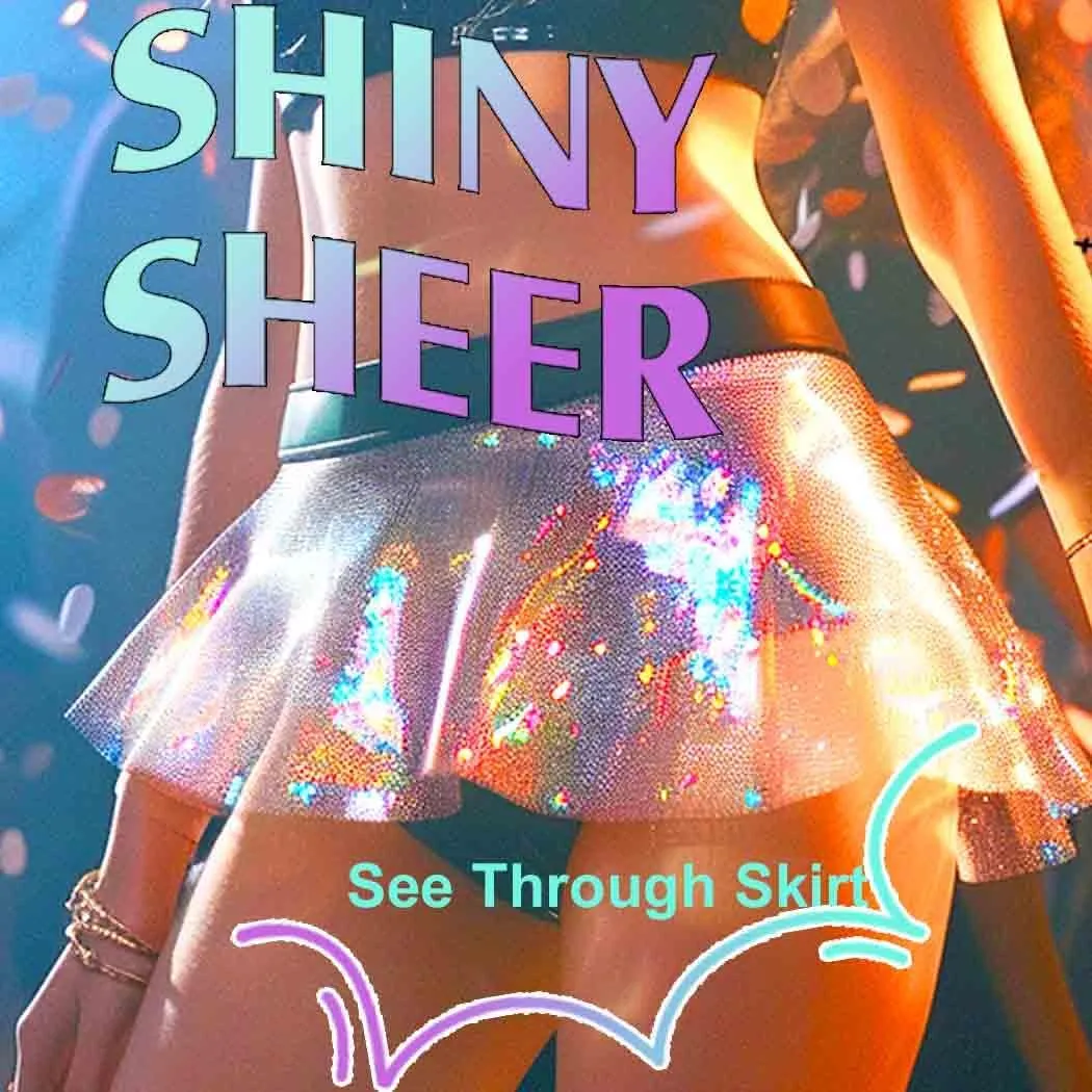 Zoestar Sheer Mini Skirt Clear Pleated Skirts for Women